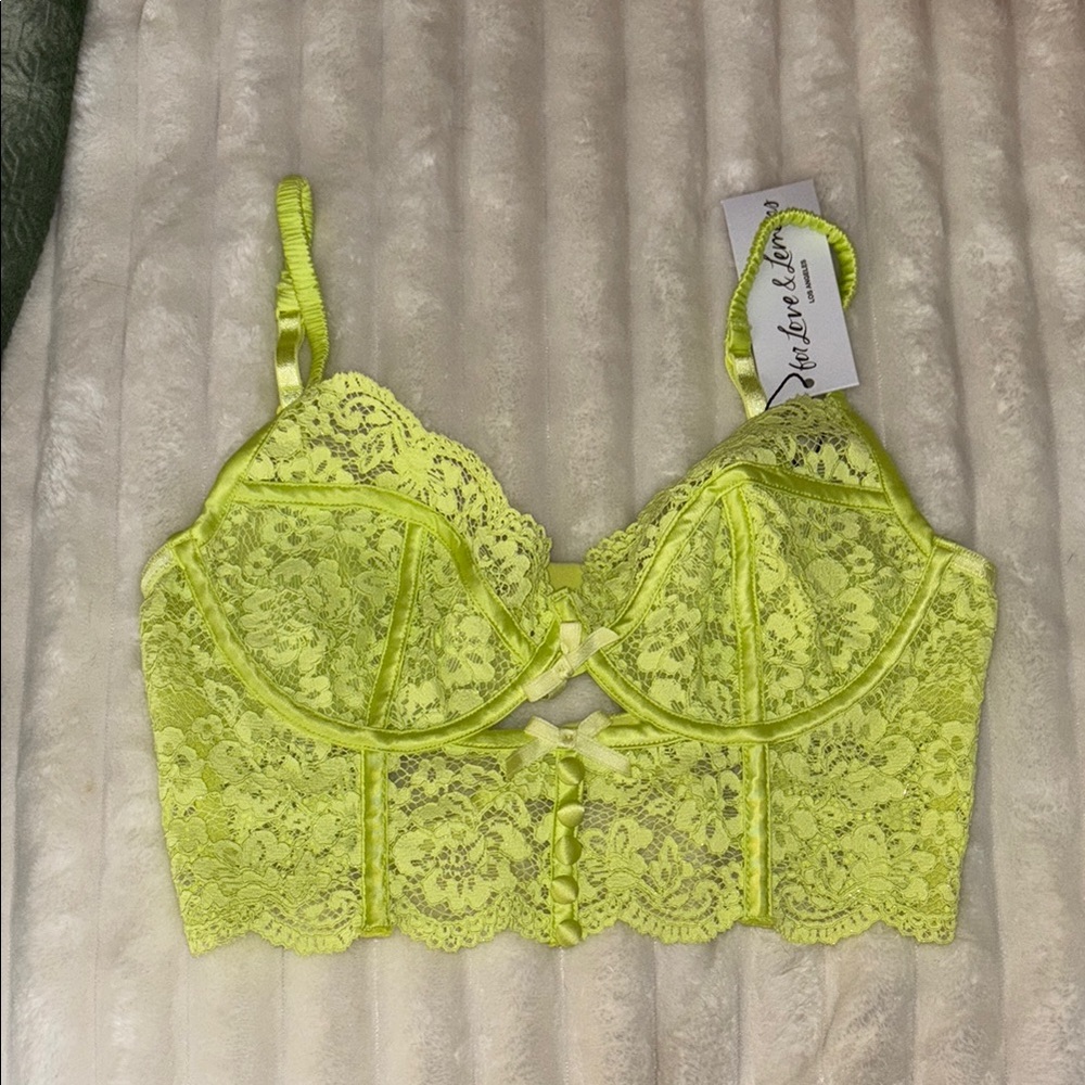 For Love & Lemons Lace Bralette in Neon Yellow